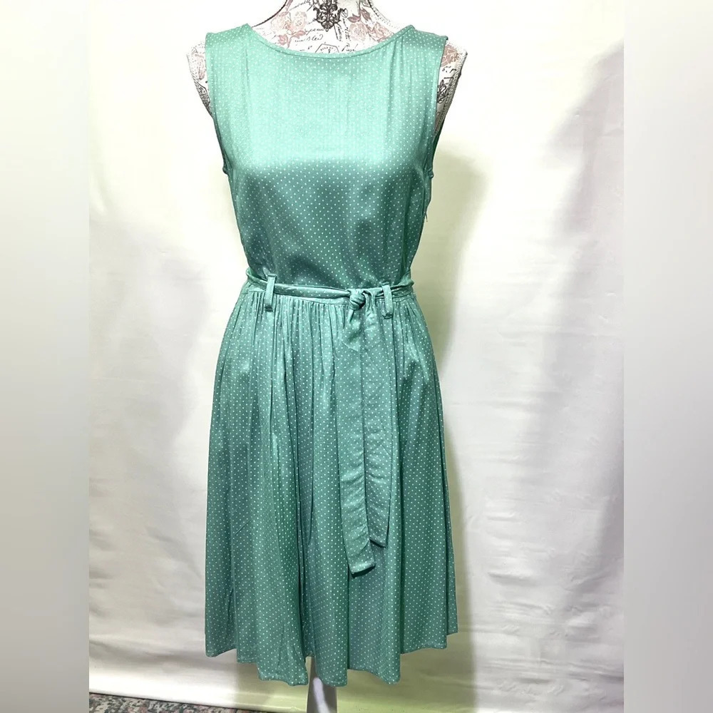 CIRCUS‎ Green sleeveless polka dot print fit & flare midi dress size 12UK/6US.